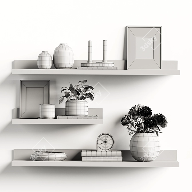 Decor Elements Composition Shelf Set 3D model image 5