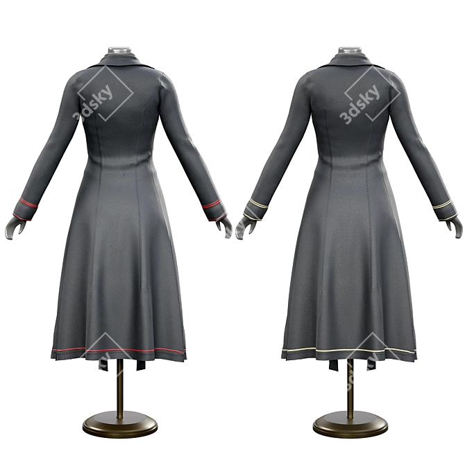 Vintage Gothic Dress 3D Model 3D model image 2