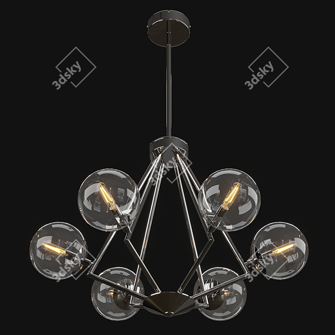 Cascading Glass Sphere Chandelier 3D model image 2