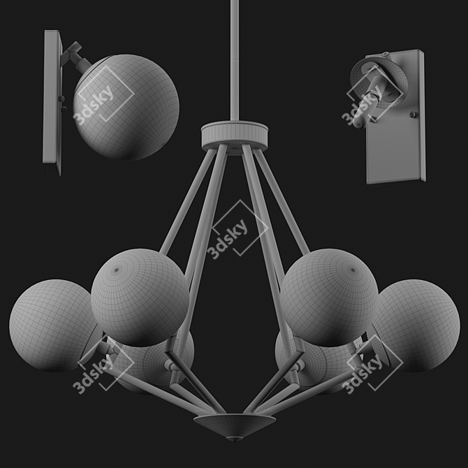 Cascading Glass Sphere Chandelier 3D model image 3