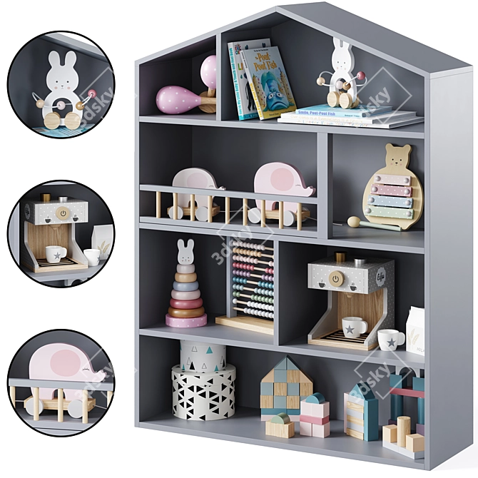 Jabadabado House Shelf Large Gray 3D model image 3