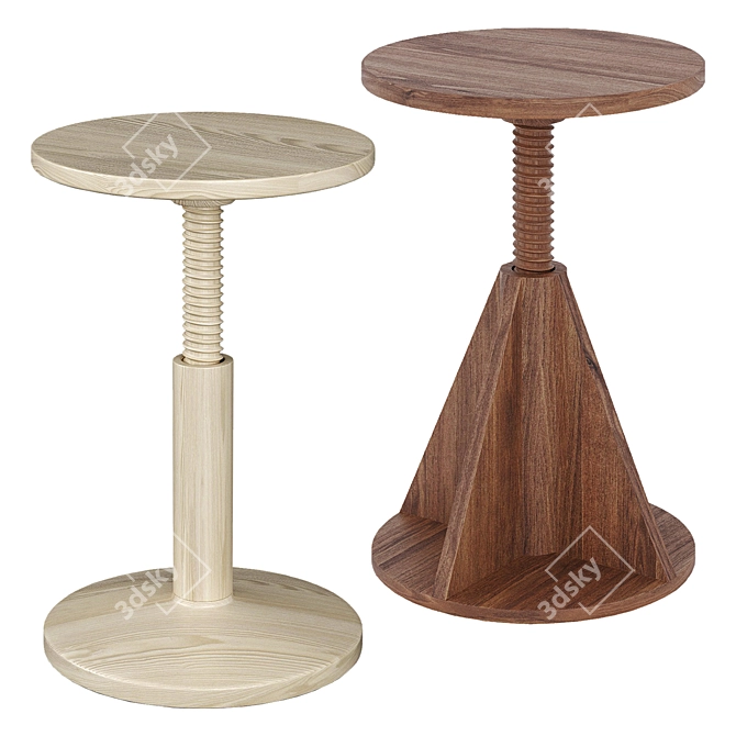 Wooden Rocket & Bobbin Stool 3D model image 1