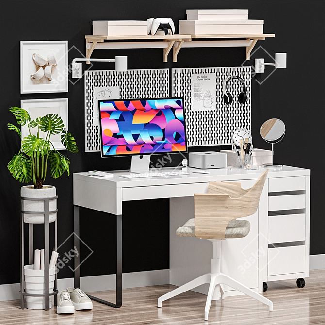 Modern Office Workstation Set 3D model image 1