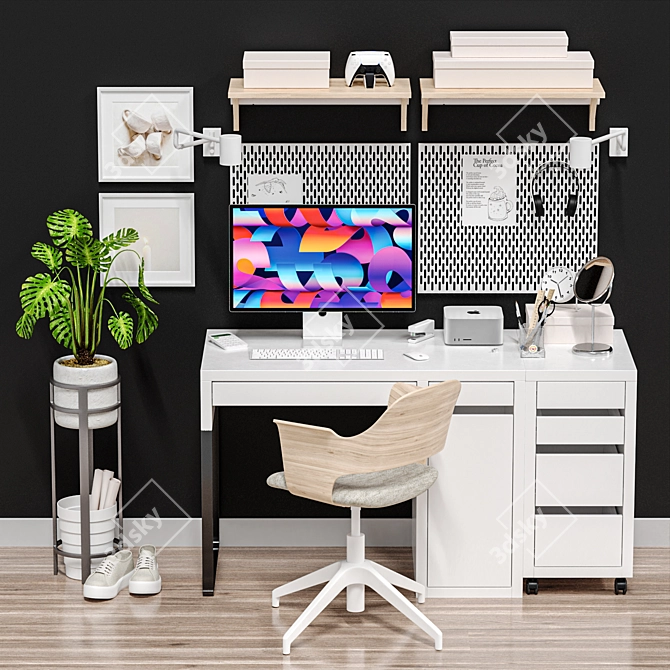 Modern Office Workstation Set 3D model image 2