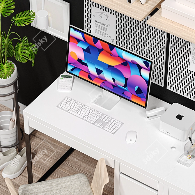 Modern Office Workstation Set 3D model image 3