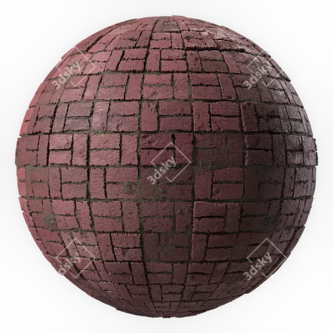 Vintage Brick Tile 4k Texture 3D model image 1