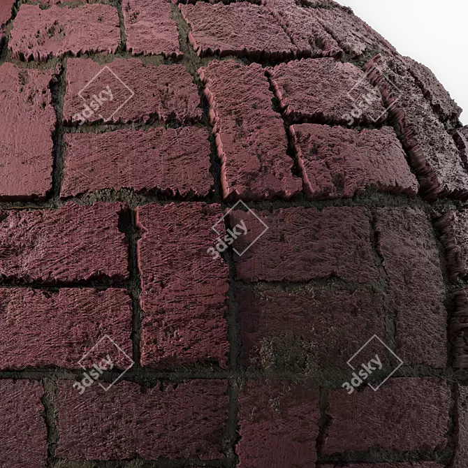 Vintage Brick Tile 4k Texture 3D model image 2