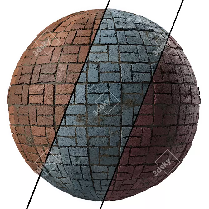 Vintage Brick Tile 4k Texture 3D model image 5