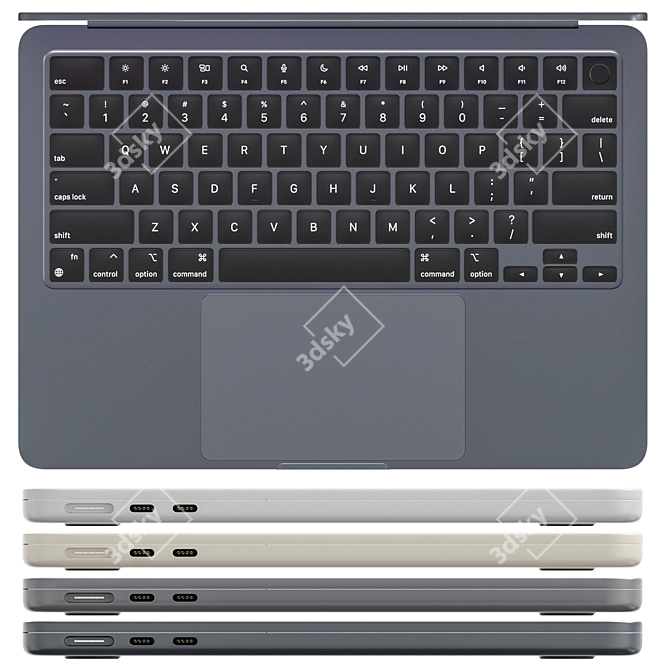 Sleek MacBook Air M2 2022 3D model image 2