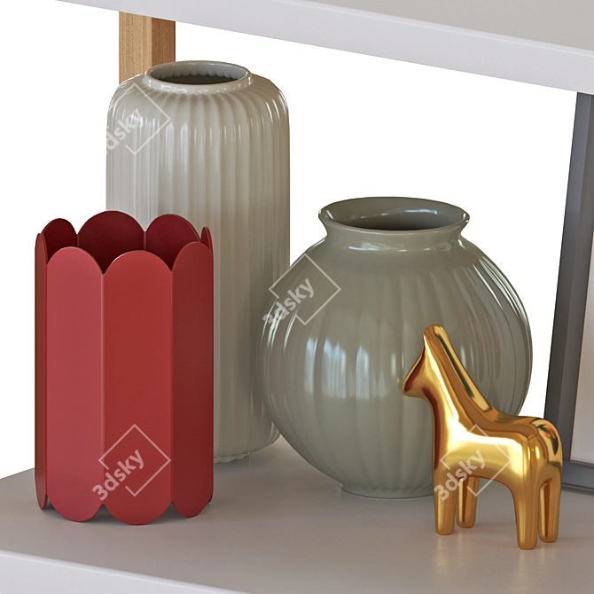  Modern Low Column Woody Shelf 3D model image 2
