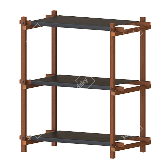  Modern Low Column Woody Shelf 3D model image 5