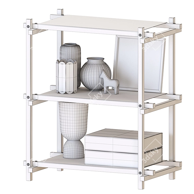  Modern Low Column Woody Shelf 3D model image 6