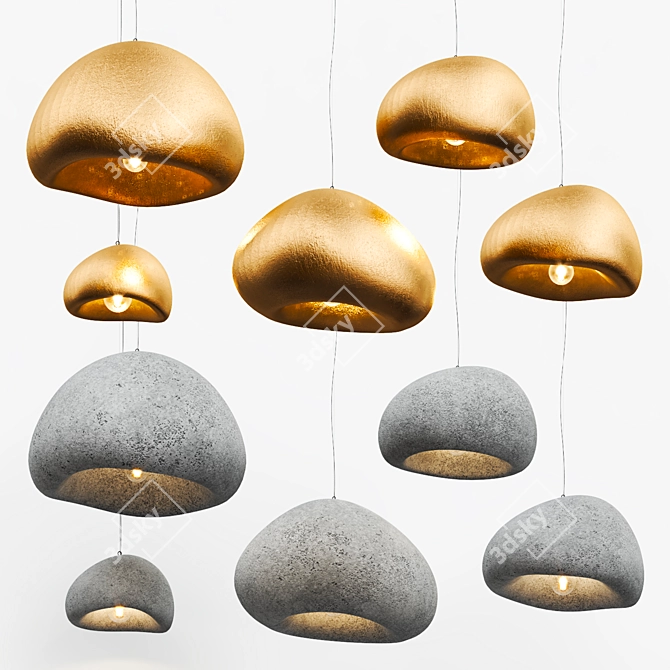 Sleek Metal and Concrete Lamps 3D model image 2