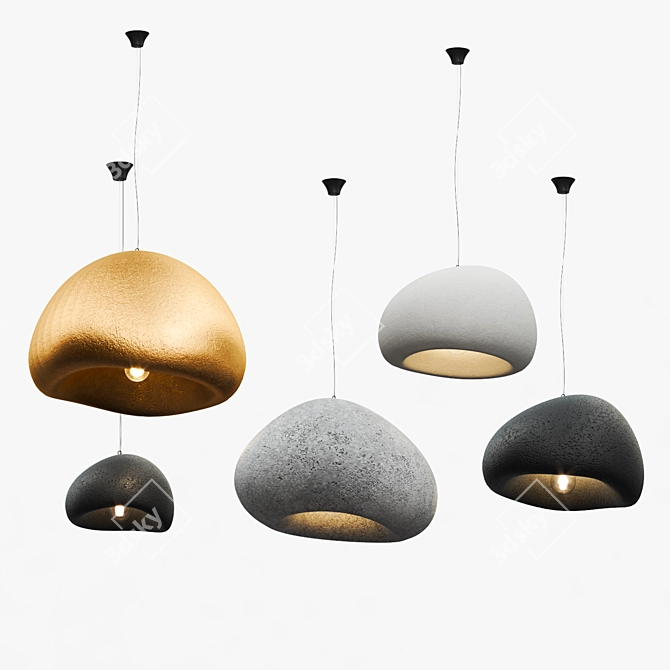 Sleek Metal and Concrete Lamps 3D model image 3
