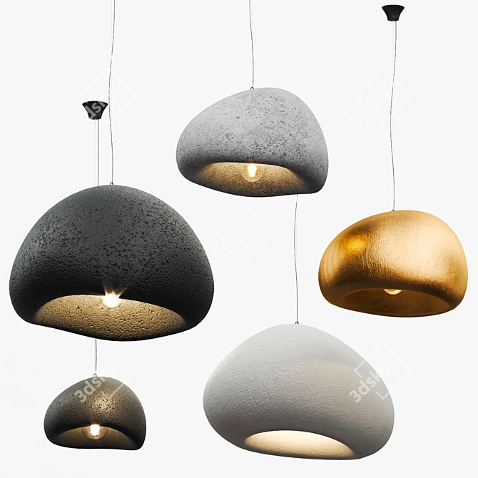 Sleek Metal and Concrete Lamps 3D model image 4