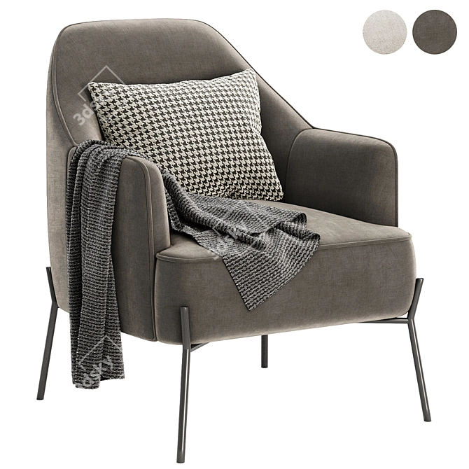 Elegant Daniella Accent Armchair 3D model image 2