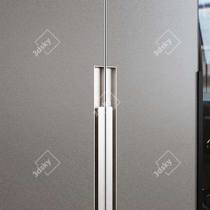 Luxury Leather Wardrobe with Shelf 3D model image 3