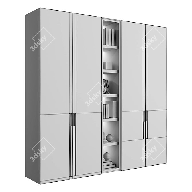 Luxury Leather Wardrobe with Shelf 3D model image 4
