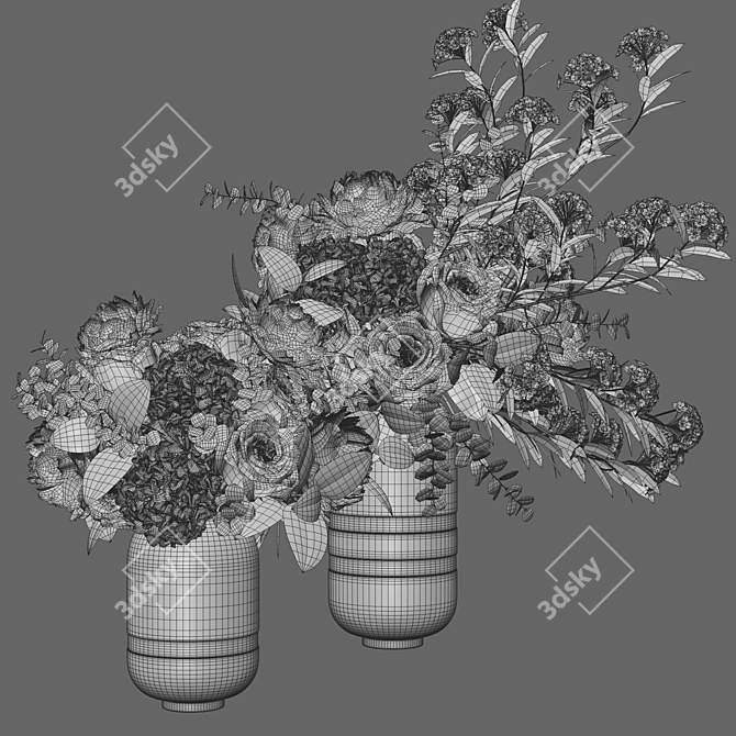 Elegant Floral Decor Set 3D model image 6