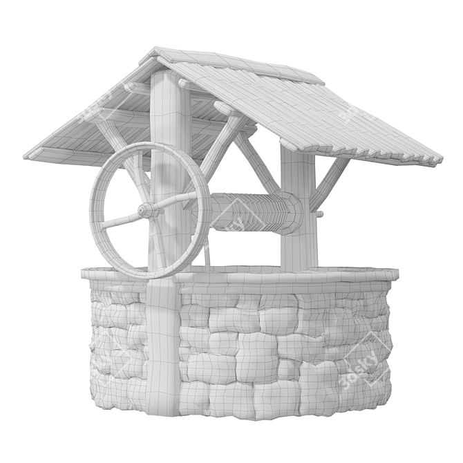 Rustic Water Well 3D Model 3D model image 2