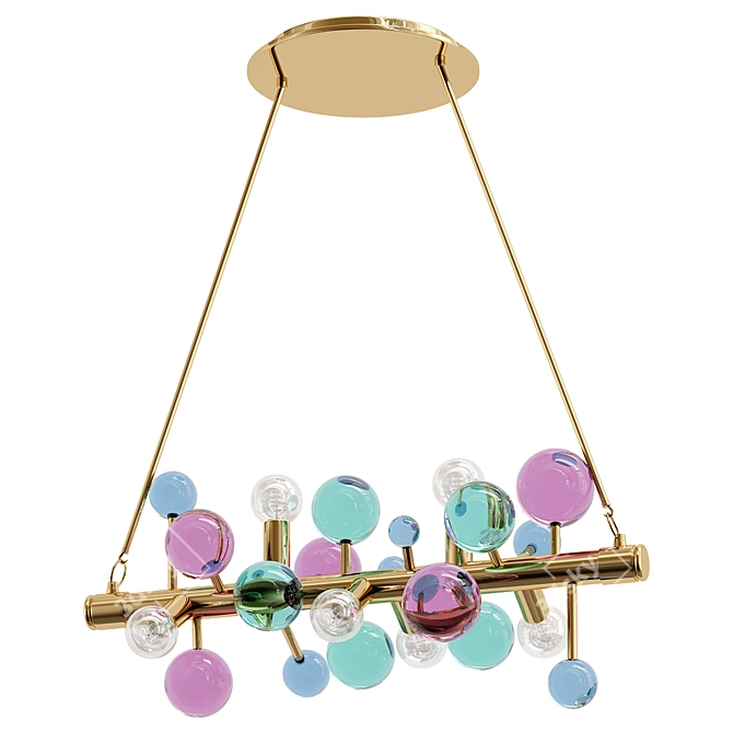 Modern Globe Linear Chandelier Fixture 3D model image 1