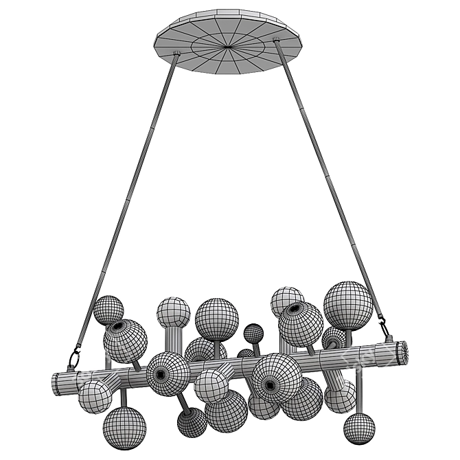 Modern Globe Linear Chandelier Fixture 3D model image 2