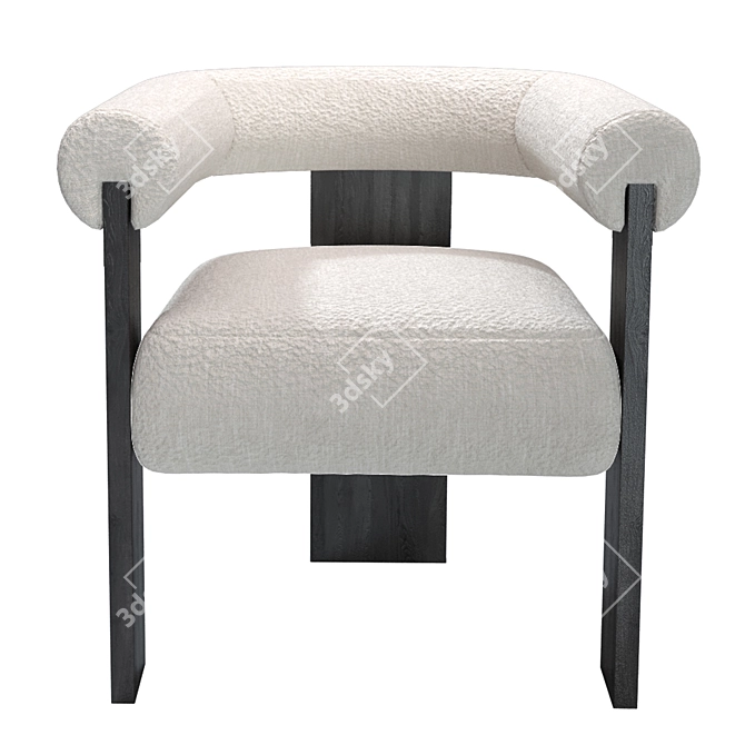 Contemporary Bouclé Grey Dining Chair 3D model image 2