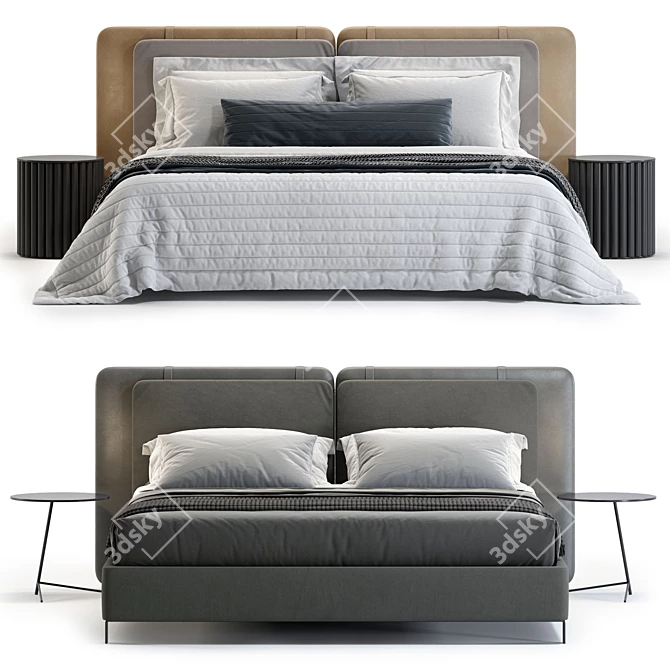 Modern Bed Model with Options 3D model image 3