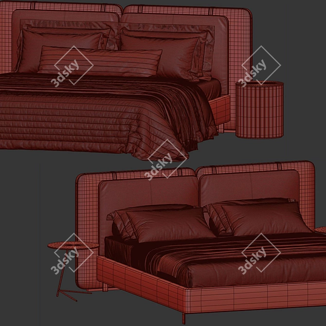 Modern Bed Model with Options 3D model image 7