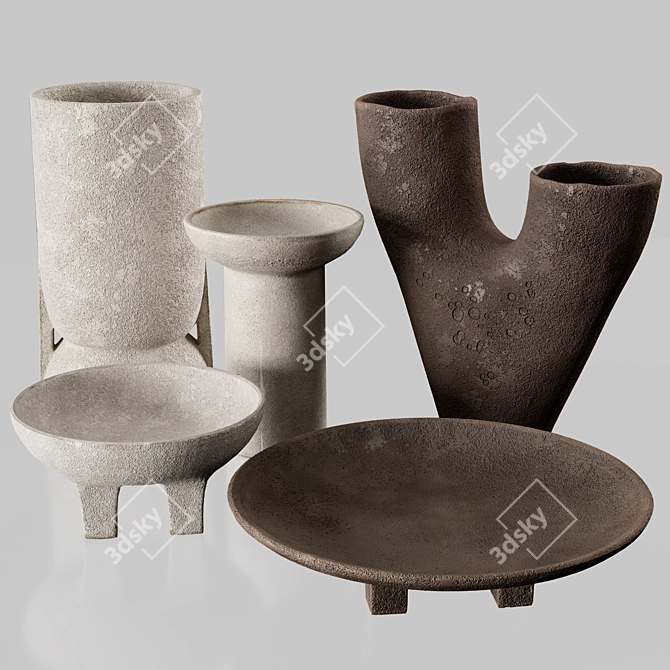 RH Vases Assortment: Acacia, Habba, Baobab & Ritual Bowls 3D model image 1