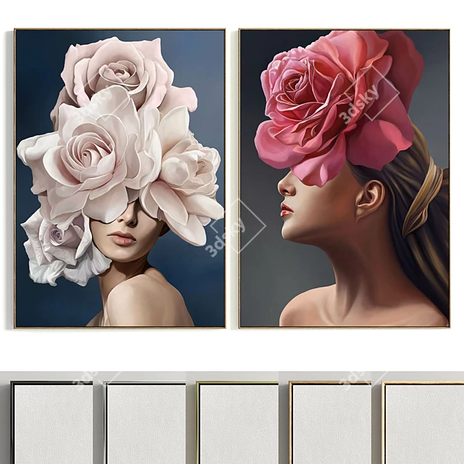 Modern Dual Frame Set Wall Décor 3D model image 7