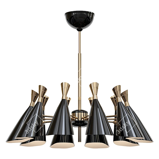 Duke Replica Ceiling Light, 8 Black Shades 3D model image 1