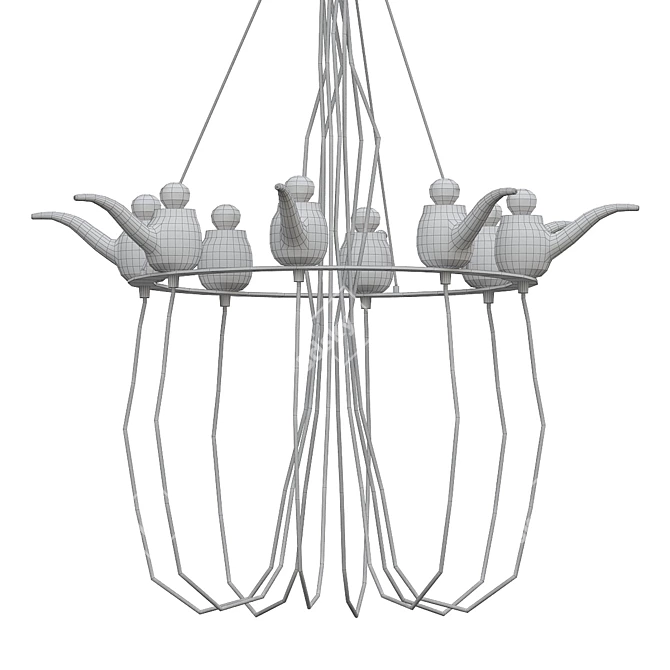 Sleek Pipe Art Chandelier 3D model image 2