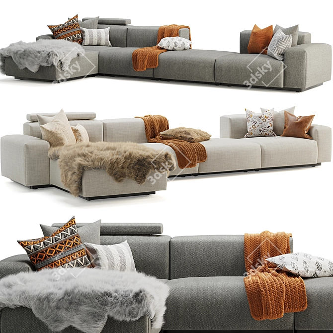 Vitra Soft Modular Platform Chaise 3D model image 2