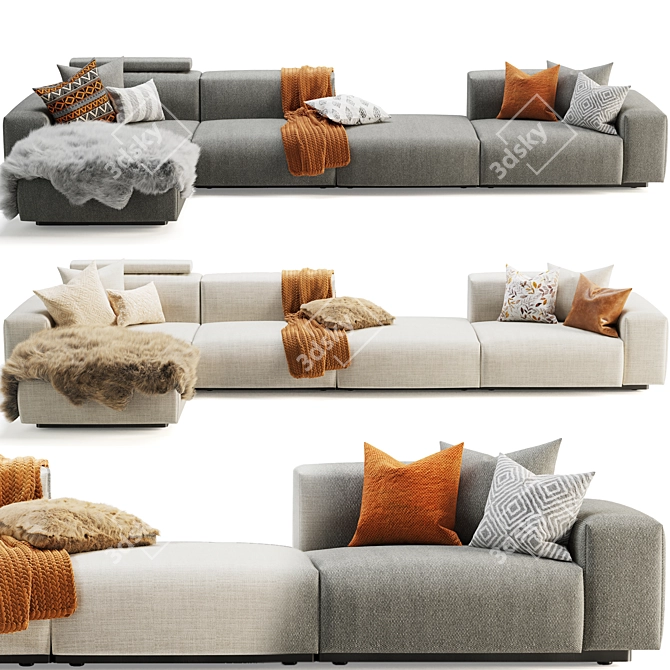 Vitra Soft Modular Platform Chaise 3D model image 4