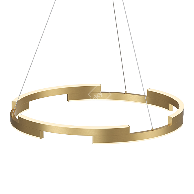 Segmented Brass LED Chandelier 3D model image 2
