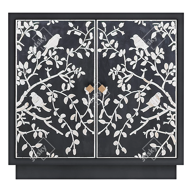 Bone White Bird Black Inlay Comod 3D model image 1
