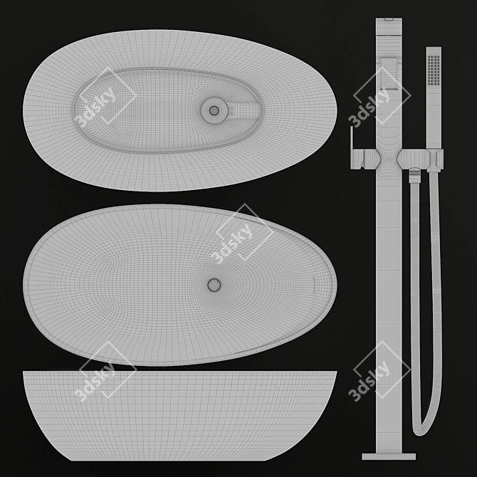  Antonio Lupi Eclipse Bath with Bikappa Mixer 3D model image 2