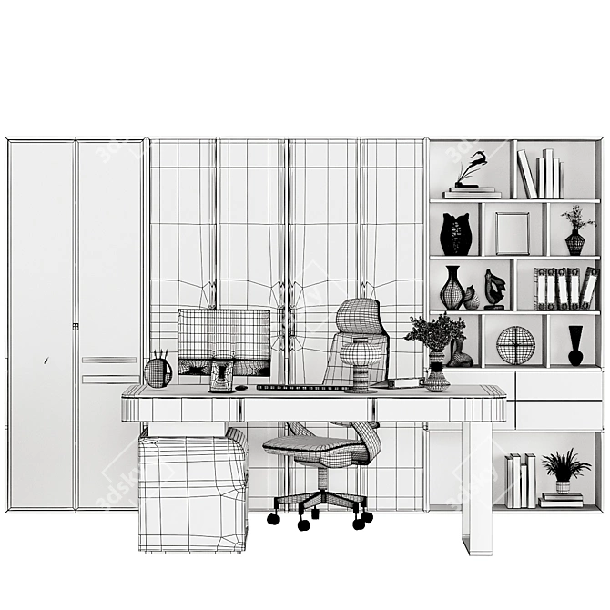 Modern Home Office Tech Set 3D model image 5