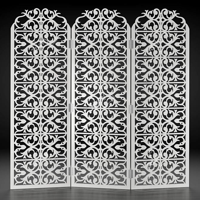 Tri-Texture Decorative Folding Screen 3D model image 8