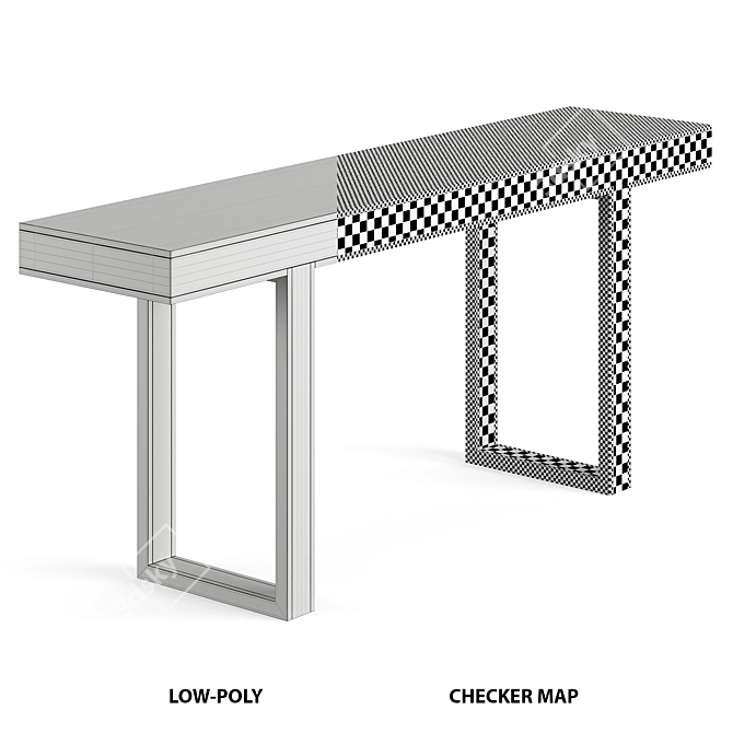 Elegant Marble Console Table 3D model image 3