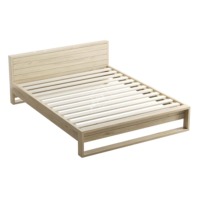 Elegant Teak Bed Frame 3D model image 1