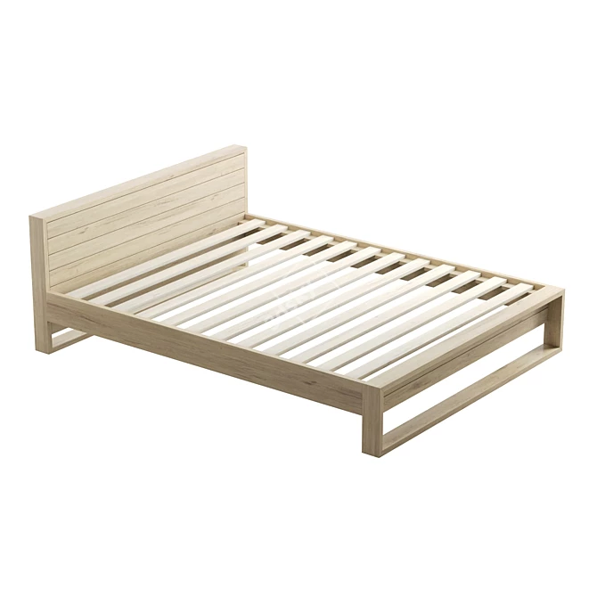 Elegant Teak Bed Frame 3D model image 5