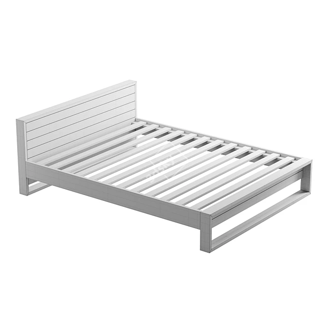 Elegant Teak Bed Frame 3D model image 6