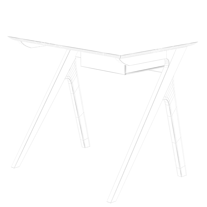 Minimalist Oak Compact Desk 3D model image 2