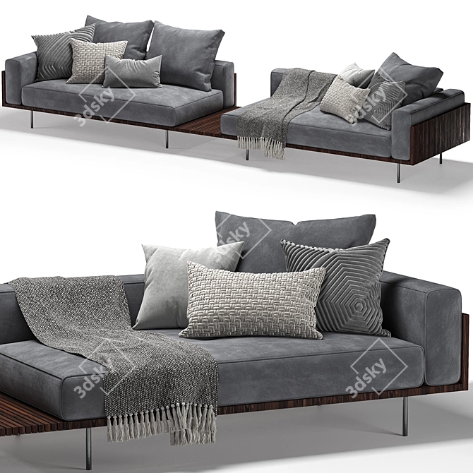 Sleek Brasilia Sofa: W395 x D98 x H85 3D model image 1