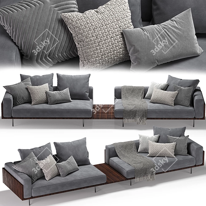 Sleek Brasilia Sofa: W395 x D98 x H85 3D model image 2