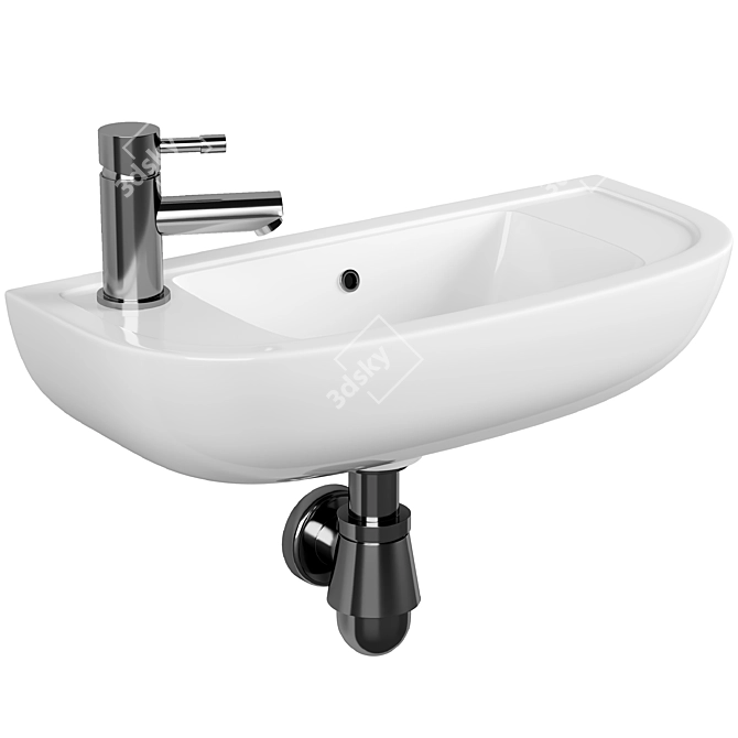 Sleek Wall-Hung Cloakroom Basin 3D model image 1