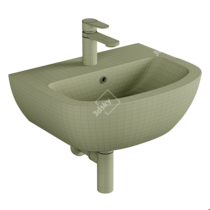 Modern Grohe Wall Hung Basin 3D model image 2