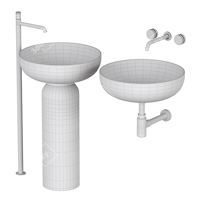 JOLIE Artceram Washbasin Set 3D model image 4